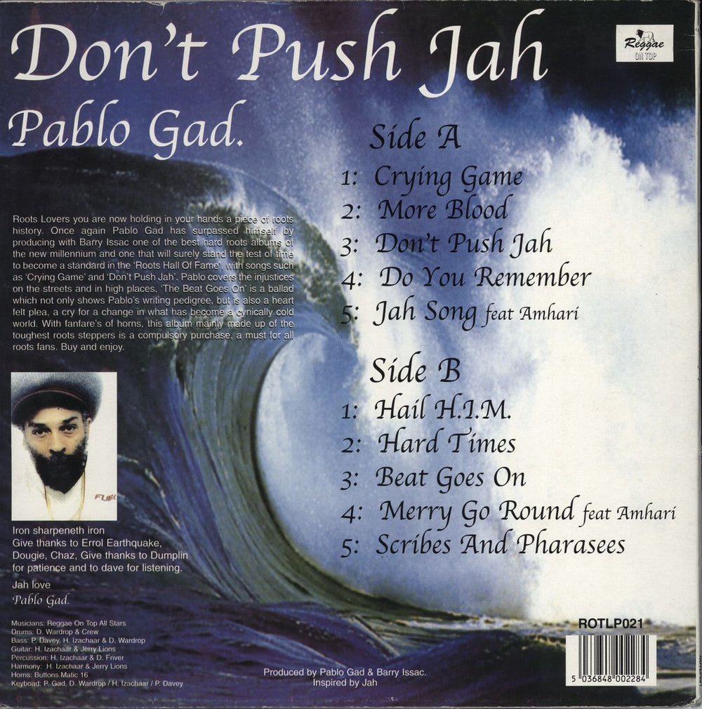 Pablo Gad Don't Push Jah UK vinyl LP album (LP record) 5036848002284