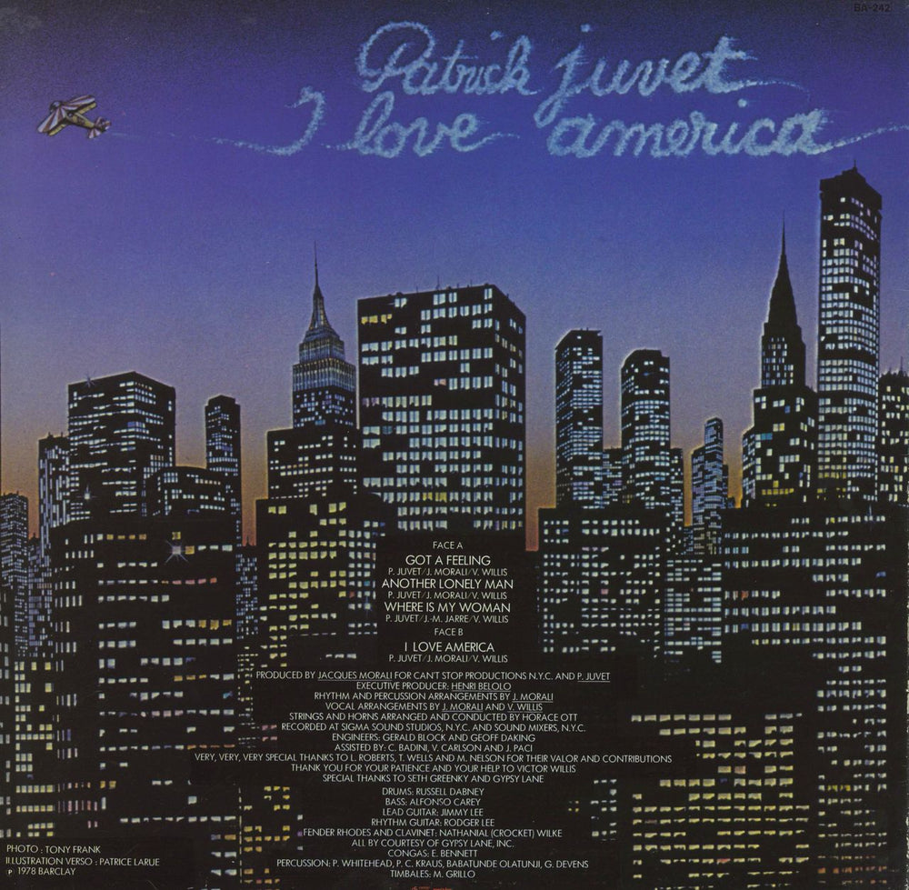 Patrick Juvet Got A Feeling - I Love America French vinyl LP album (LP record)