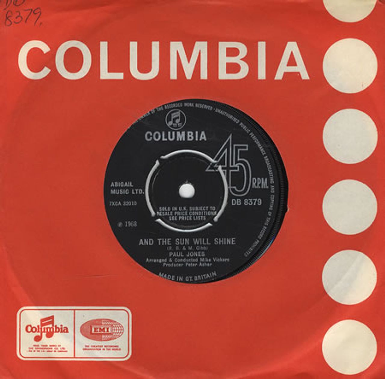 Paul Jones And The Sun Will Shine UK 7" vinyl single (7 inch record / 45) DB8379