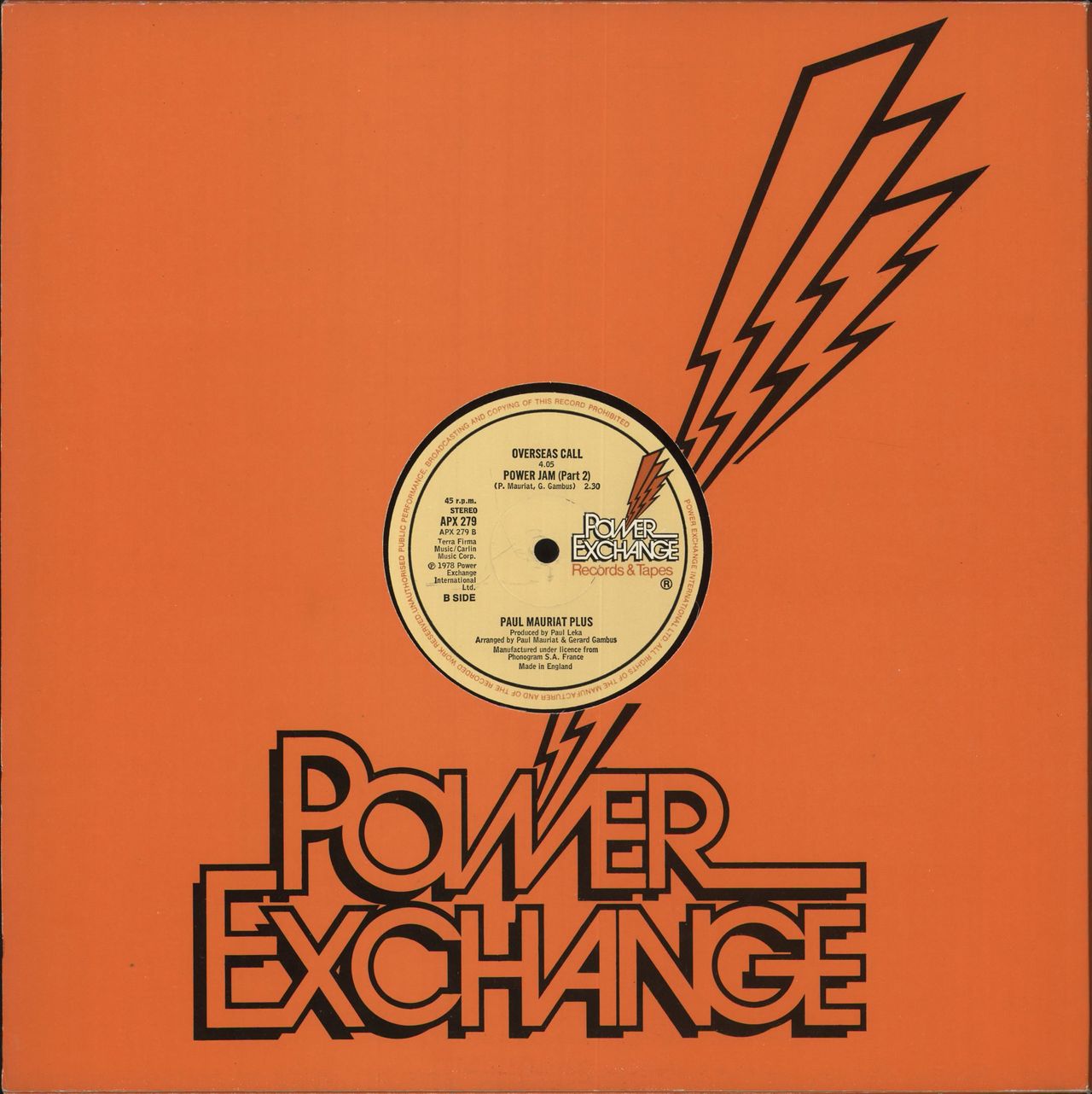 Paul Mauriat Power Jam (Part 1) UK 12" vinyl single (12 inch record / Maxi-single)