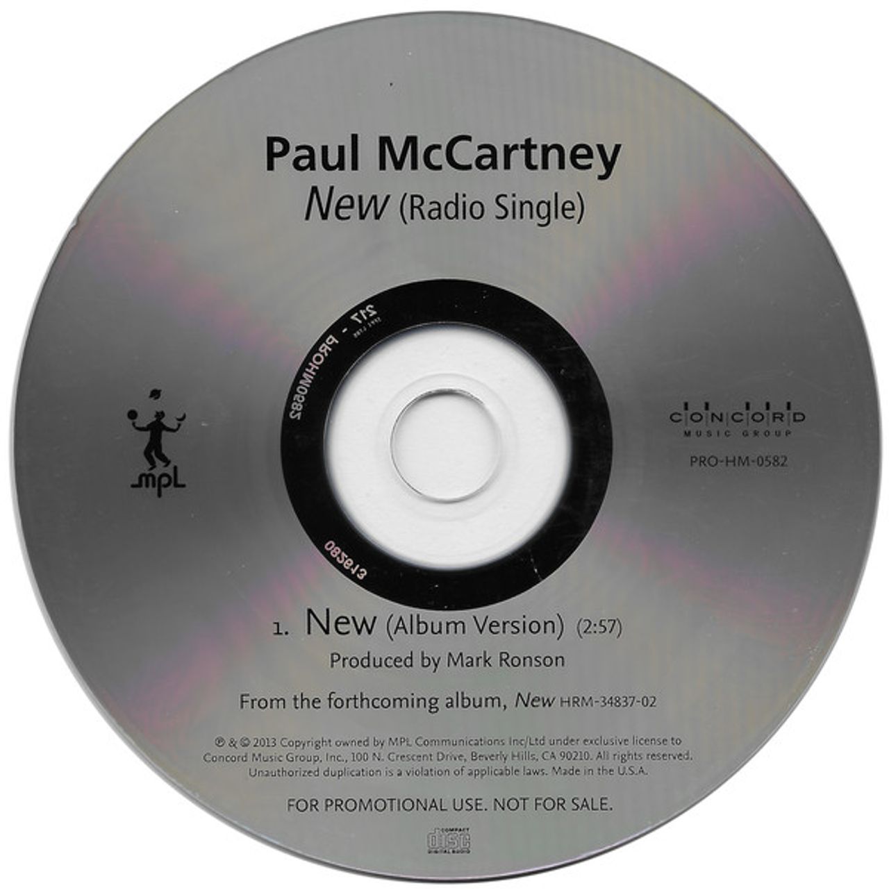 Paul McCartney and Wings New (Radio Single) US Promo CD single