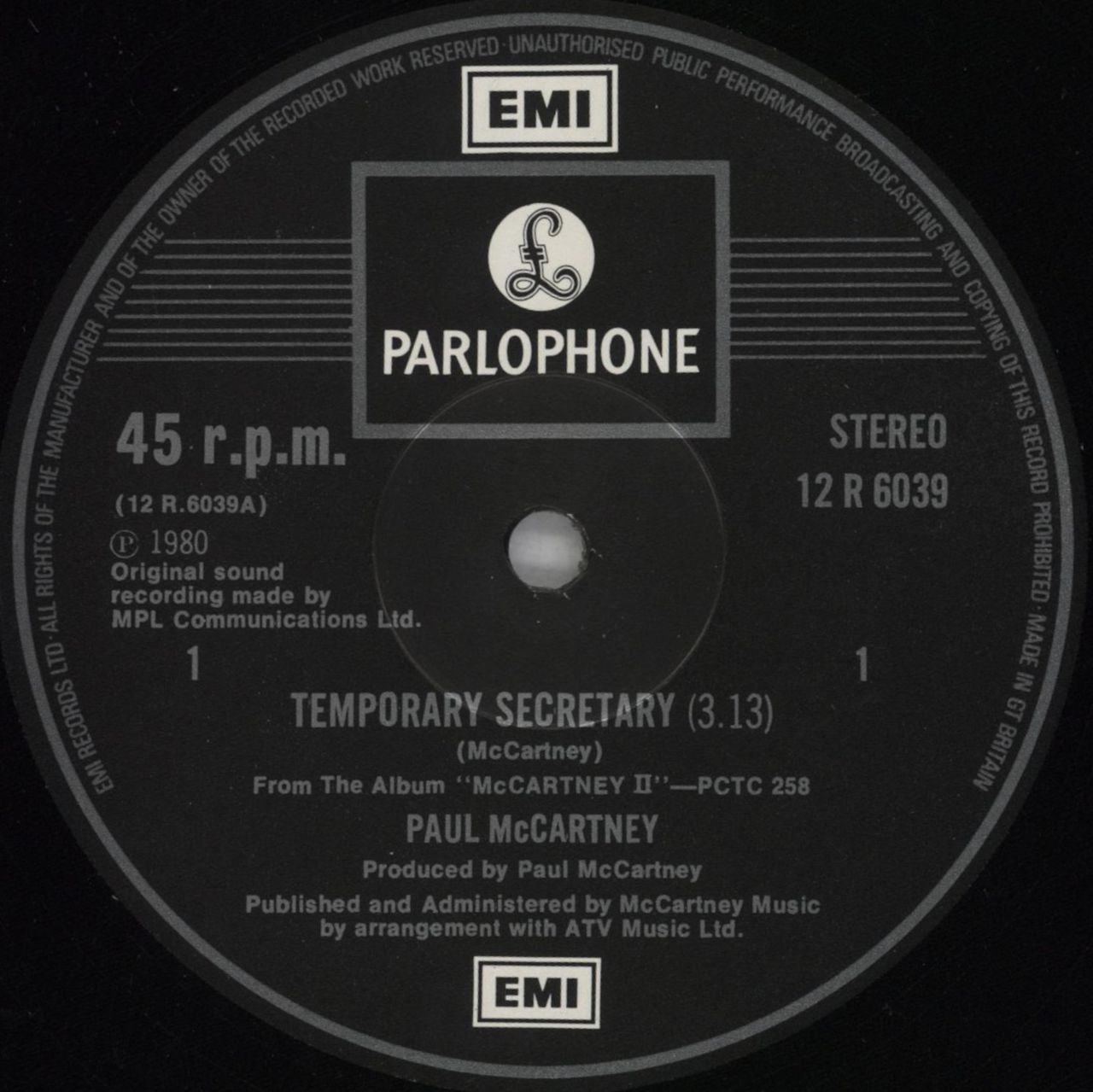 Paul McCartney and Wings Temporary Secretary - Open Shrink UK 12" vinyl single (12 inch record / Maxi-single) MCC12TE817794