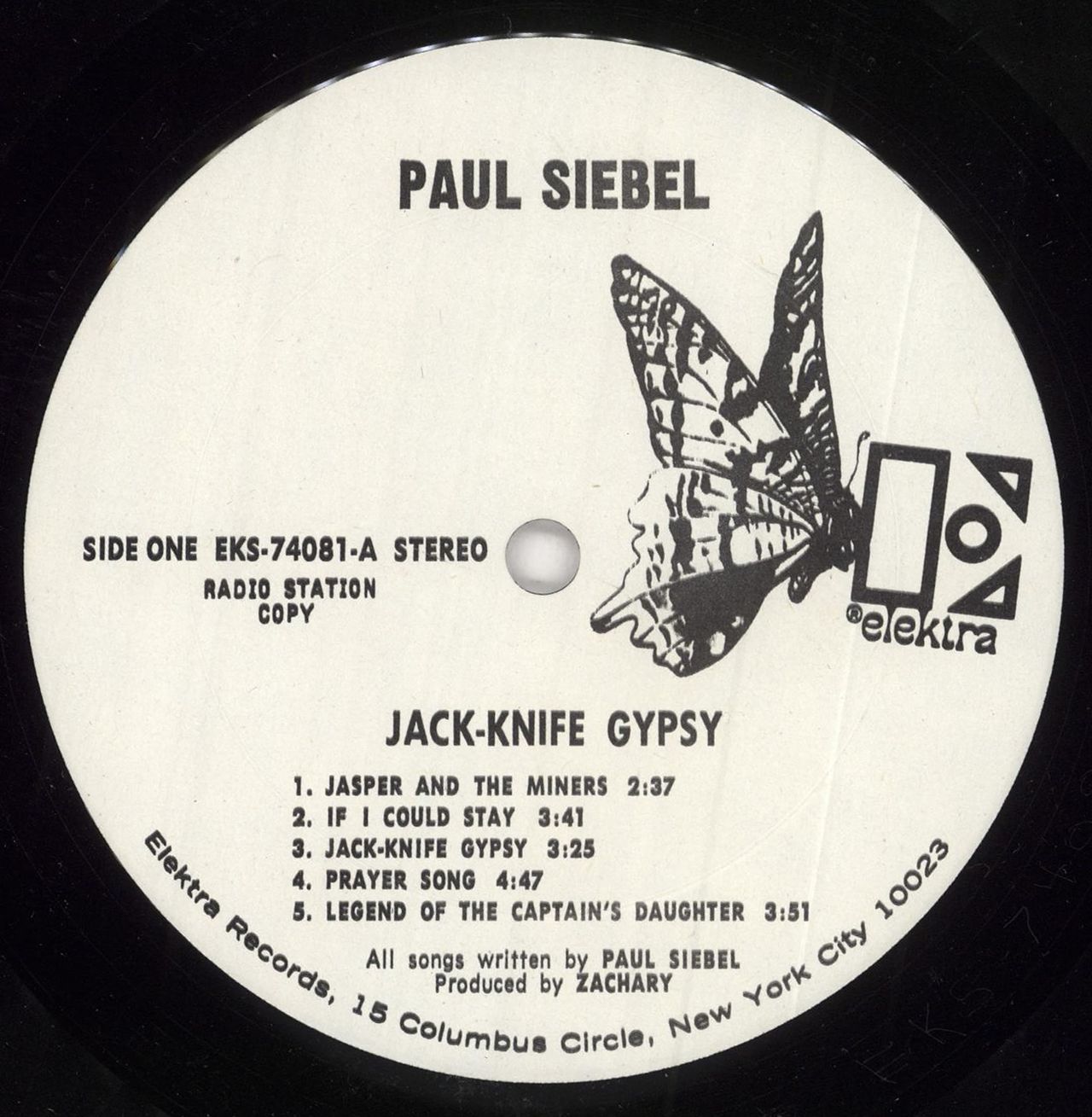 Paul Siebel Jack-Knife Gypsy - Promo US vinyl LP album (LP record) PS0LPJA749720