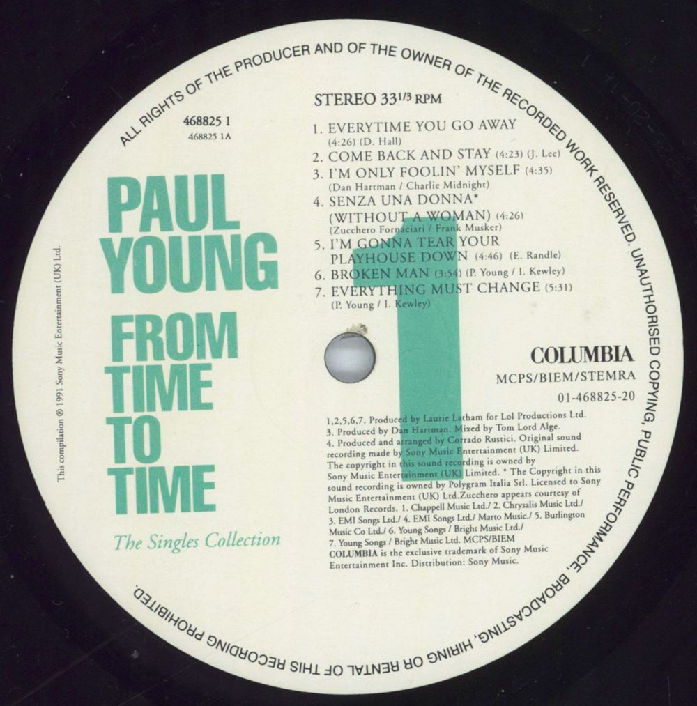 Paul Young From Time To Time - Blue Hype Sticker UK vinyl LP album (LP record) PYOLPFR816746