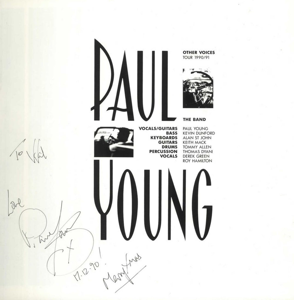 Paul Young Other Voices Tour 1990/91 - Autographed + Pass & Setlist UK tour programme PYOTROT727895