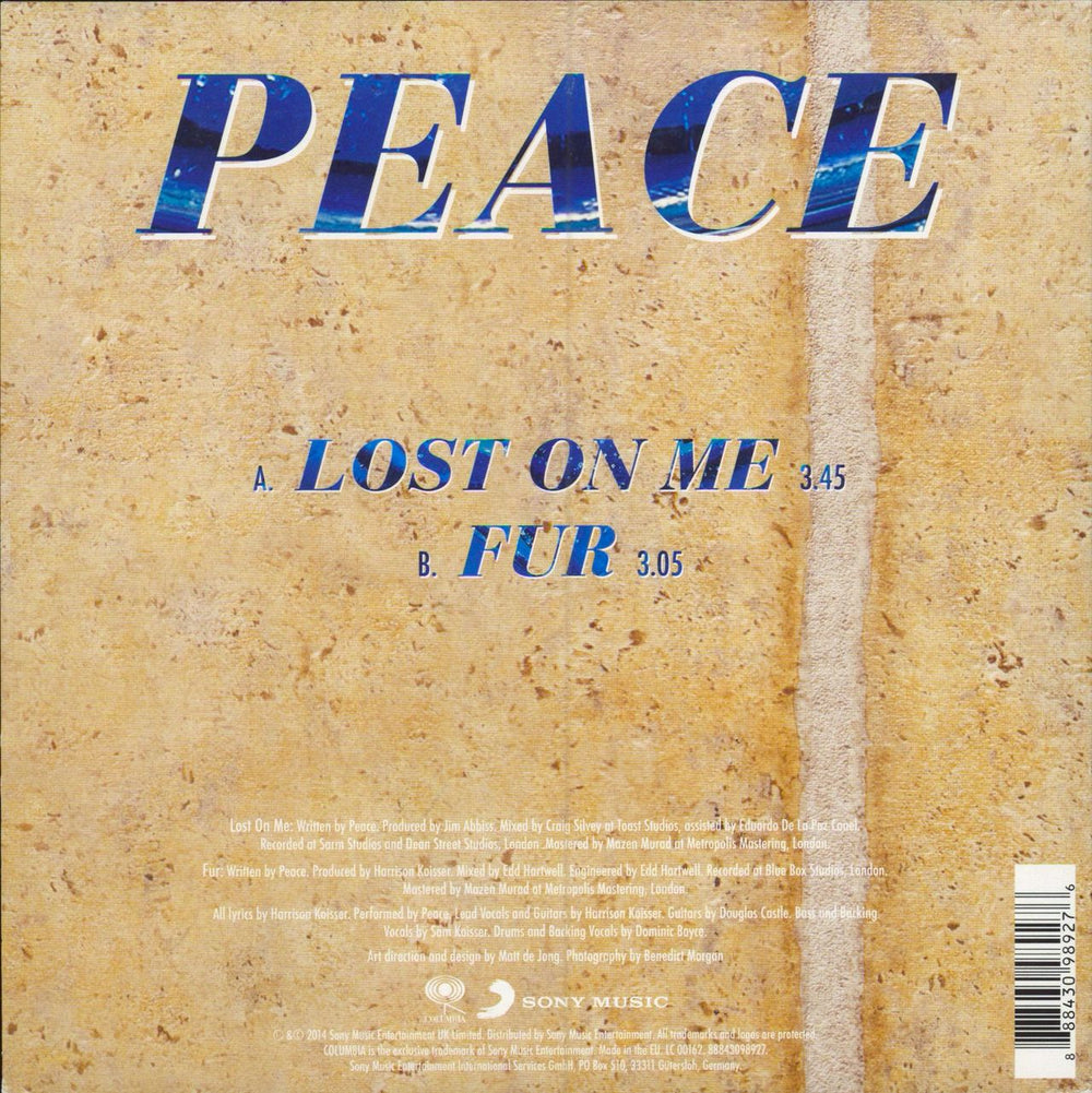 Peace Lost On Me - Autographed UK 7" vinyl single (7 inch record / 45) 888430989276