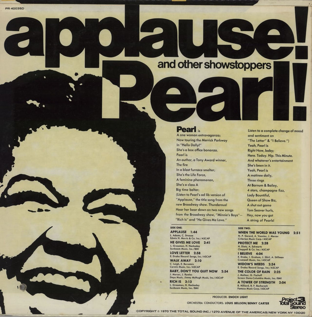 Pearl Bailey Applause! US vinyl LP album (LP record)