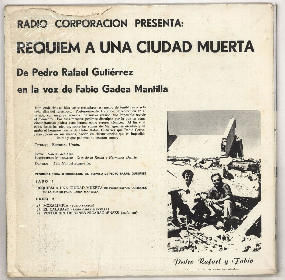 Pedro Rafael Gutierrez Requiem A Una Cuidad Muerta Nicaraguan vinyl LP album (LP record)