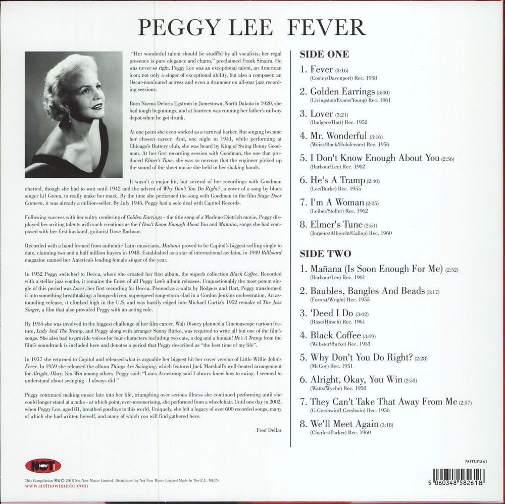 Peggy Lee Fever - 180gm - Red Vinyl UK vinyl LP album (LP record) 5060348582618