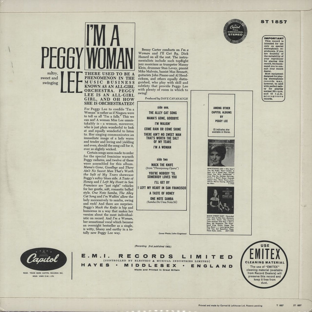 Peggy Lee I'm A Woman UK vinyl LP album (LP record) PEGLPIM534634