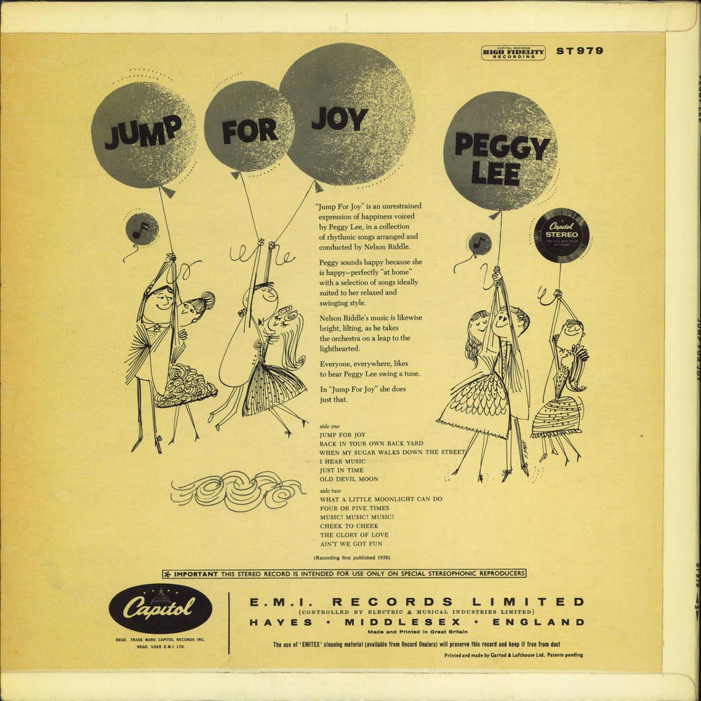 Peggy Lee Jump For Joy UK vinyl LP album (LP record)