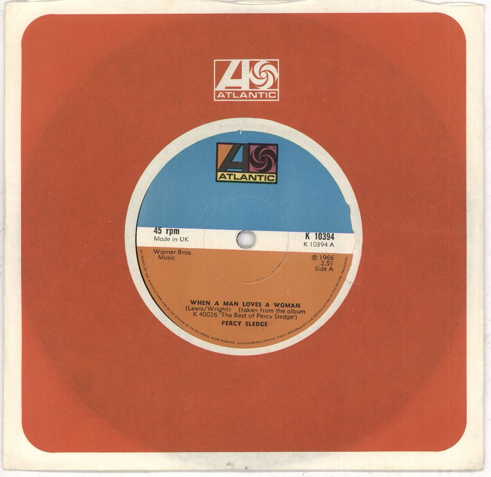 Percy Sledge When A Man Loves A Woman UK 7" vinyl single (7 inch record / 45) K10394