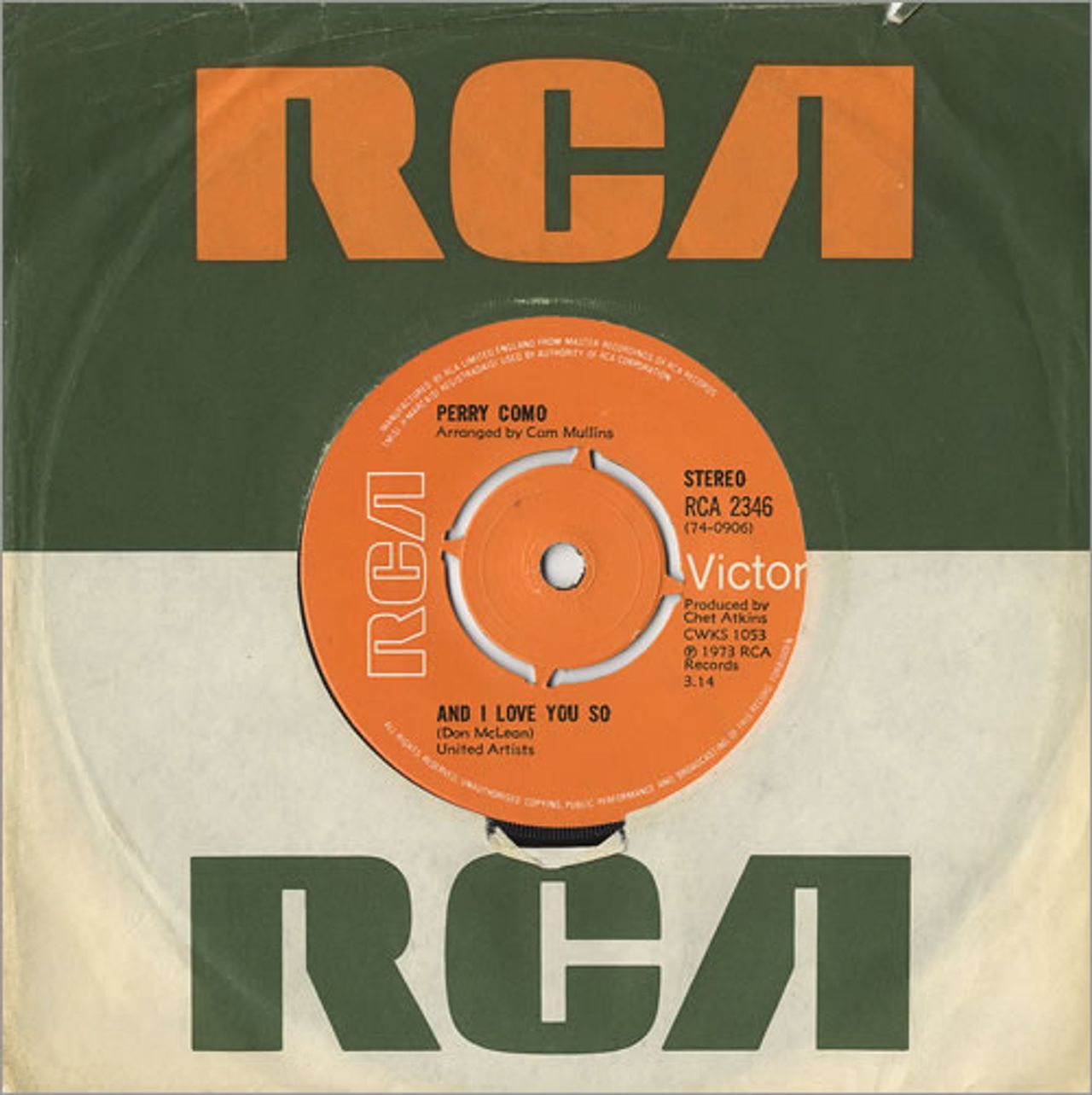 Perry Como And I Love You So - 4pr UK 7" vinyl single (7 inch record / 45) RCA2346