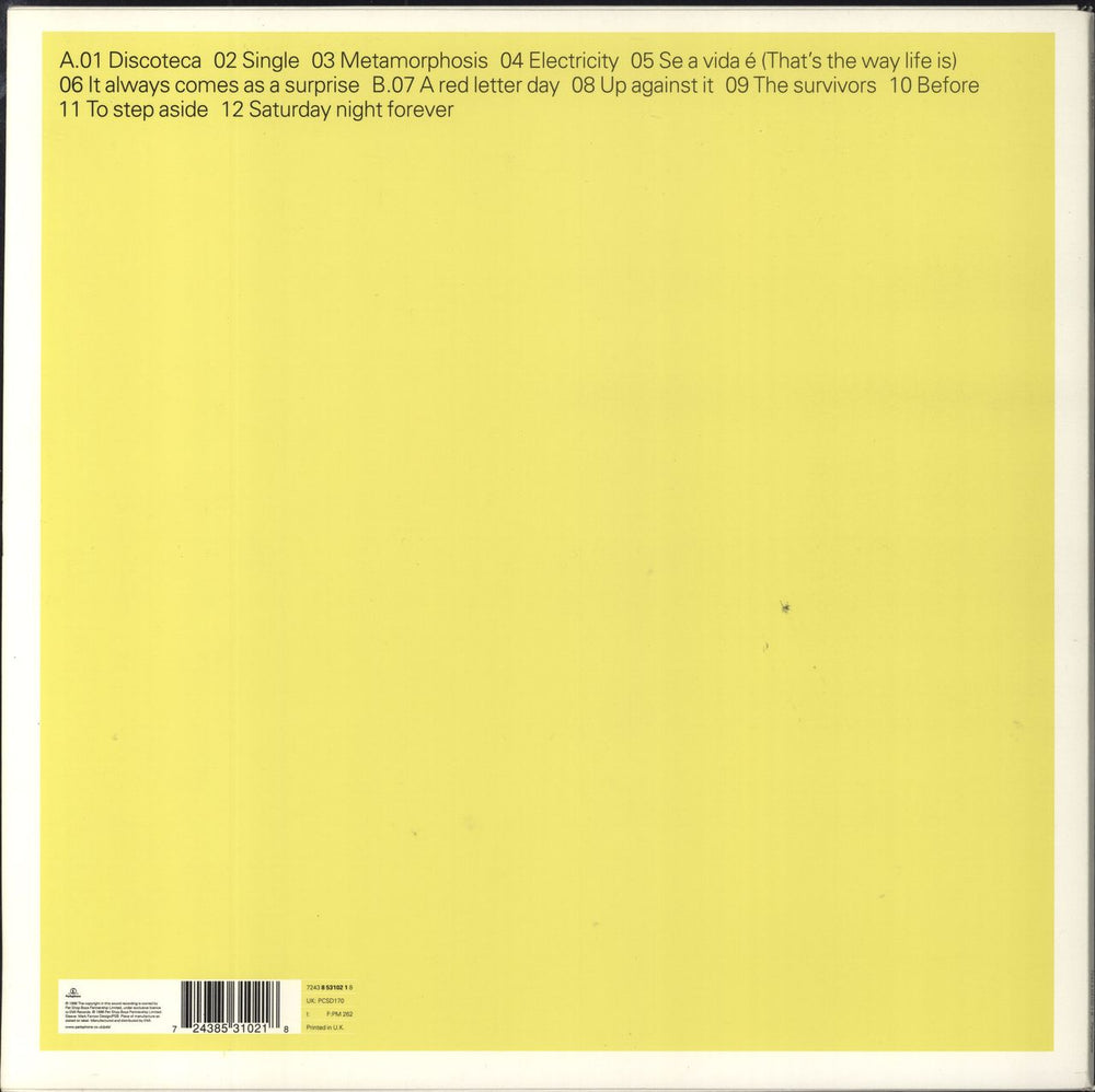 Pet Shop Boys Bilingual UK vinyl LP album (LP record) PSBLPBI73012