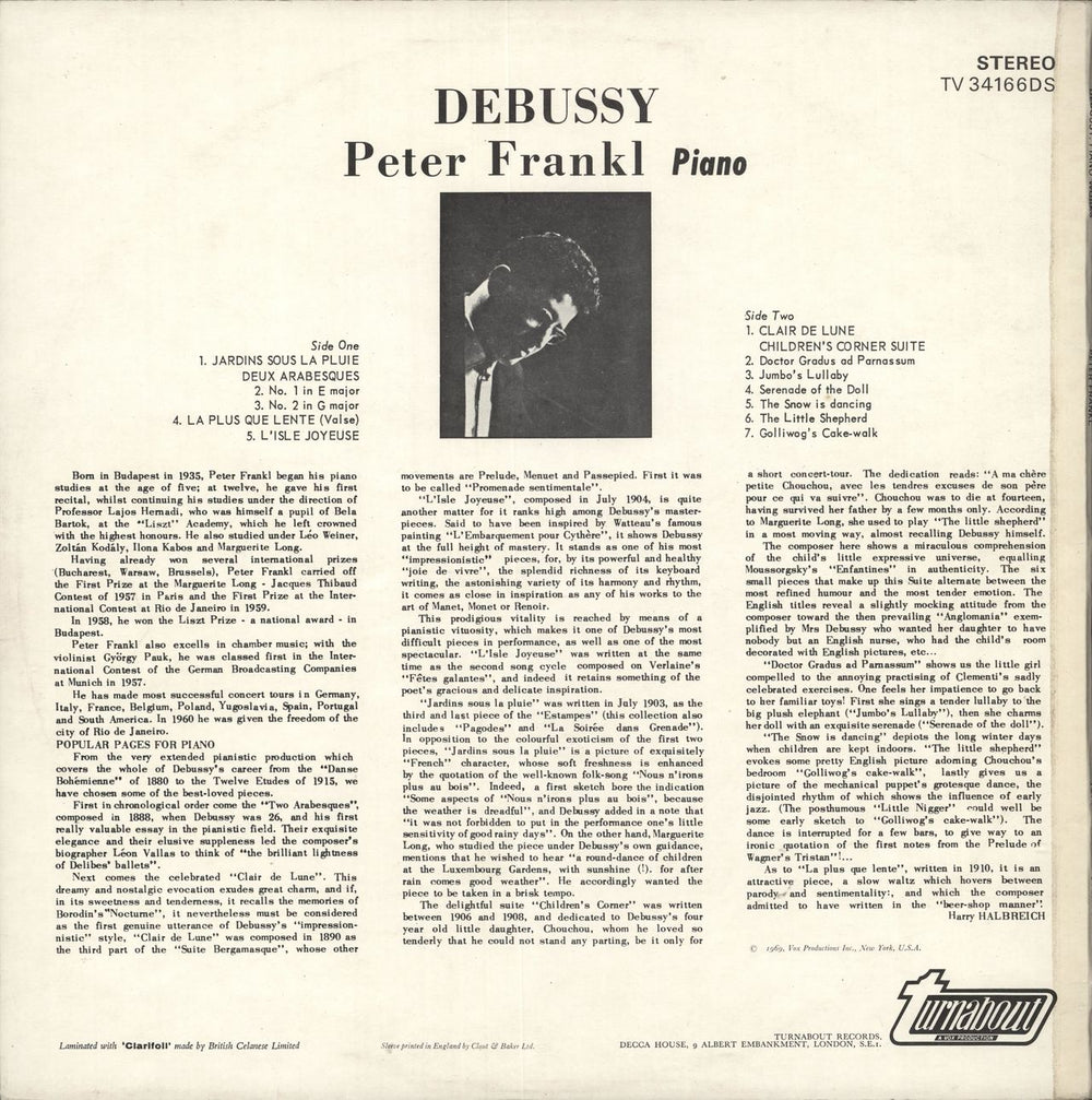 Peter Frankl Debussy: Piano Works UK vinyl LP album (LP record)