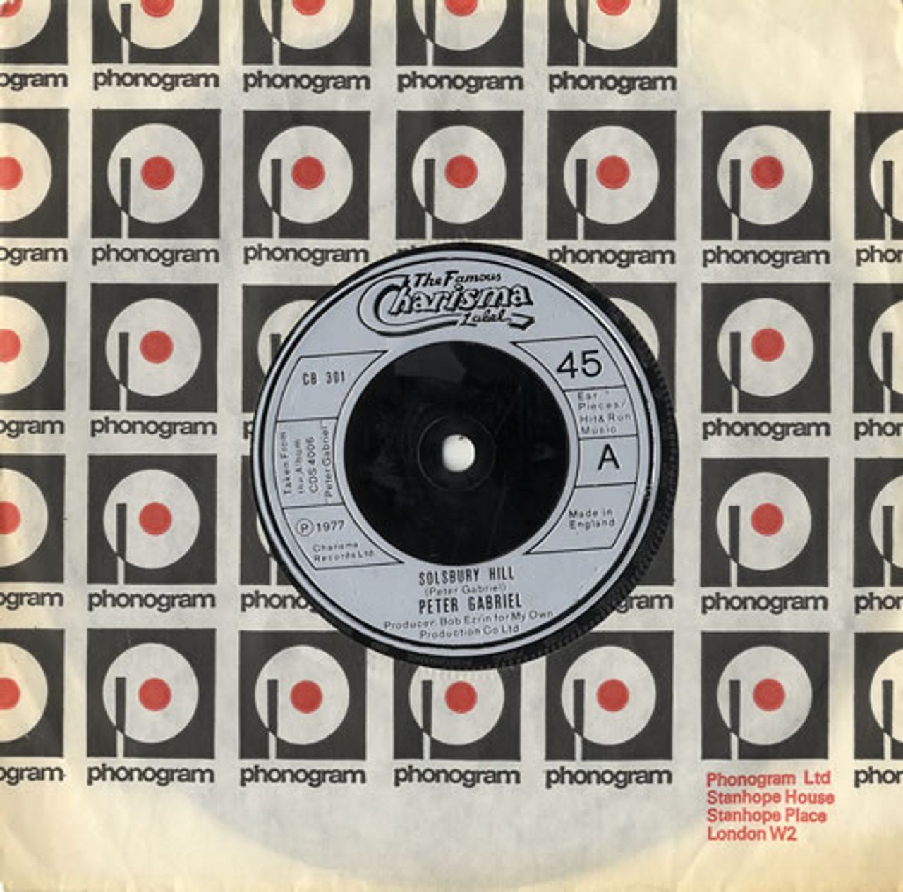Peter Gabriel Solsbury Hill UK 7" vinyl single (7 inch record / 45) CB301