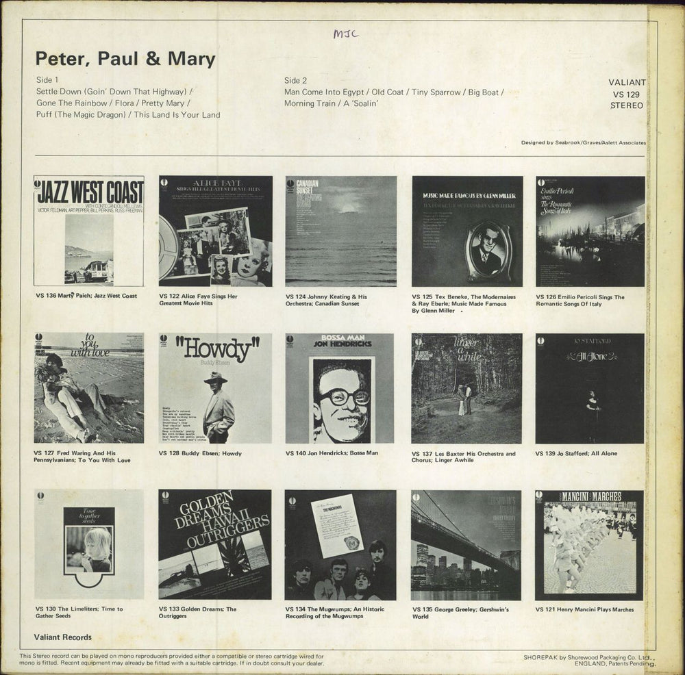 Peter Paul & Mary Peter, Paul & Mary UK vinyl LP album (LP record)