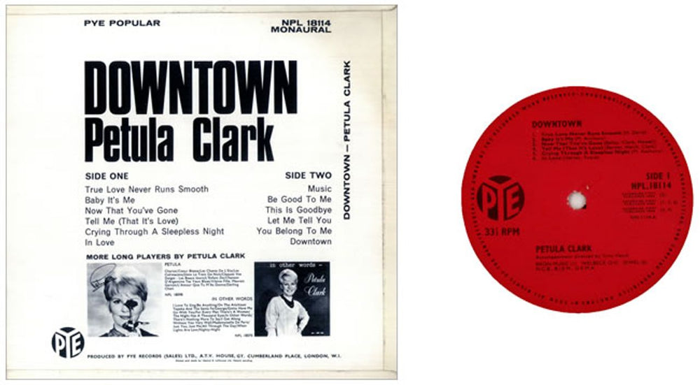 Petula Clark Downtown UK vinyl LP album (LP record) PTCLPDO452893