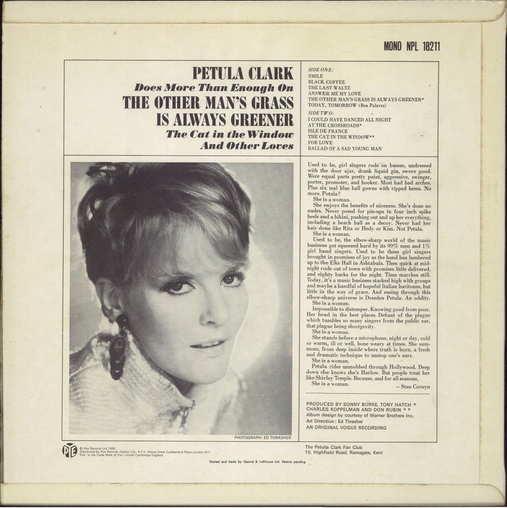 Petula Clark The Other Man's Grass Is Always Greener - EX UK vinyl LP album (LP record)