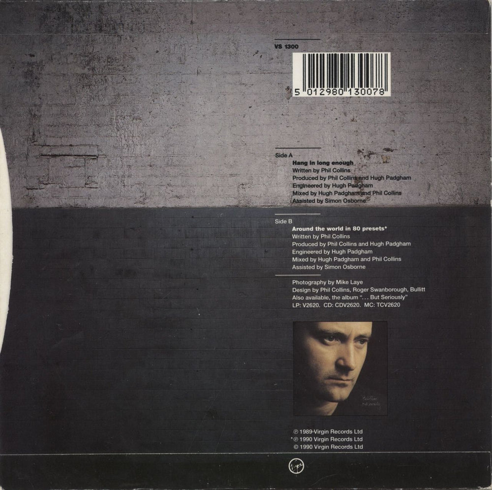 Phil Collins Hang In Long Enough UK 7" vinyl single (7 inch record / 45) 5016772058076