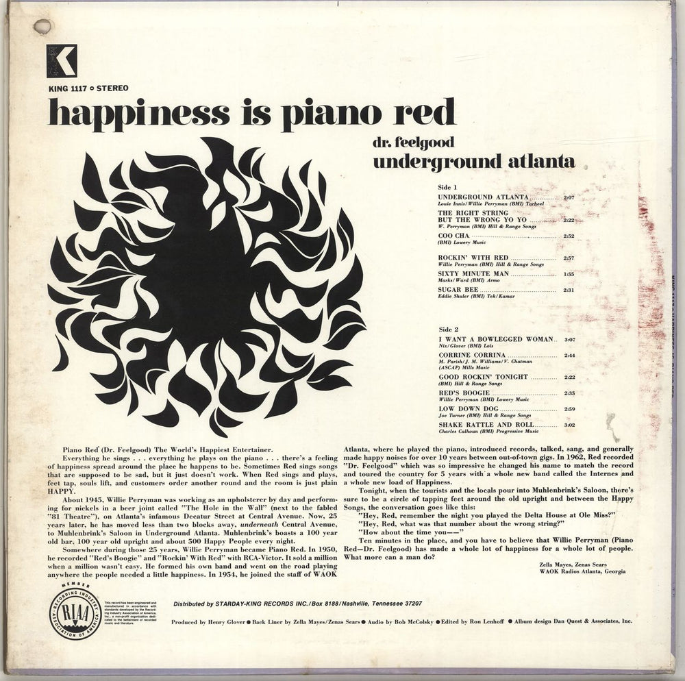 Piano Red Underground Atlanta US vinyl LP album (LP record) PQBLPUN692354