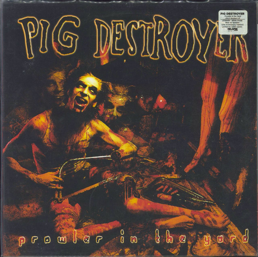 Pig Destroyer Prowler In The Yard - White Inside Beer with Splatter Vinyl US vinyl LP album (LP record) RR7238