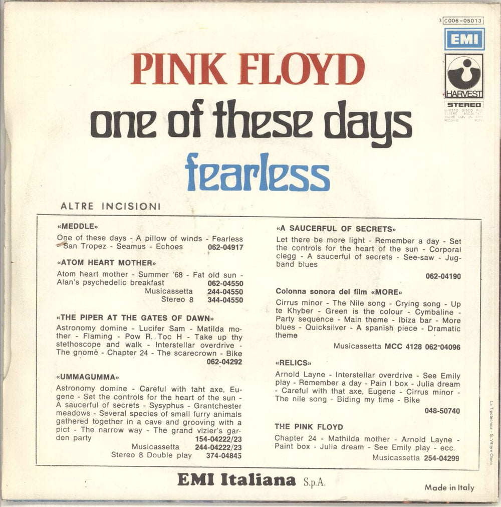 Pink Floyd One Of These Days - 1st - P/S Italian 7" vinyl single (7 inch record / 45) PIN07ON66515