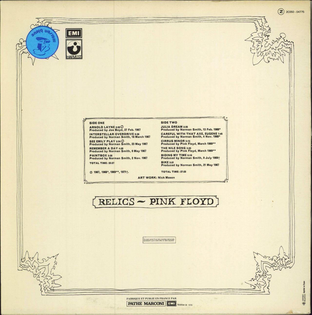 Pink Floyd Relics French vinyl LP album (LP record)
