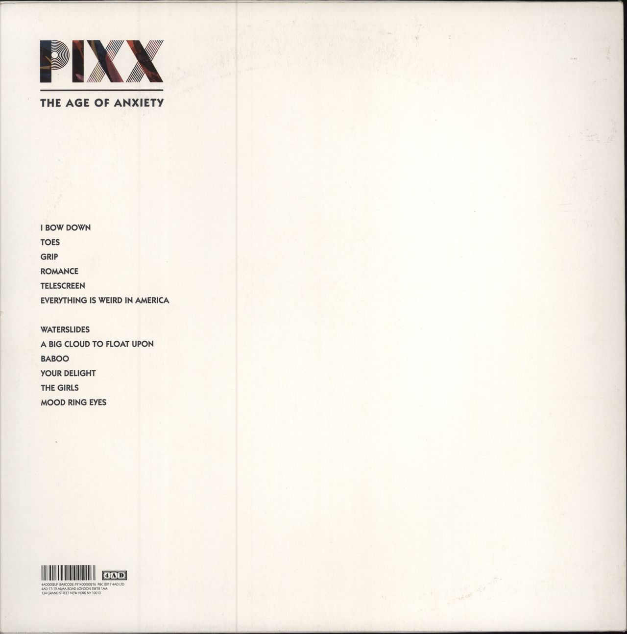 Pixx The Age Of Anxiety UK vinyl LP album (LP record) 191400000216