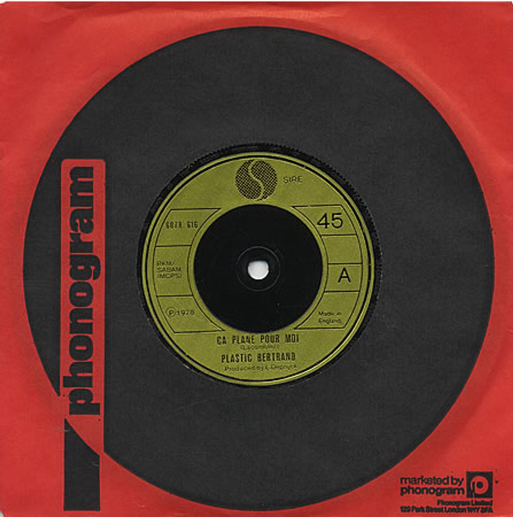 Plastic Bertrand Ca Plane Pour Moi UK 7" vinyl single (7 inch record / 45) 6078616