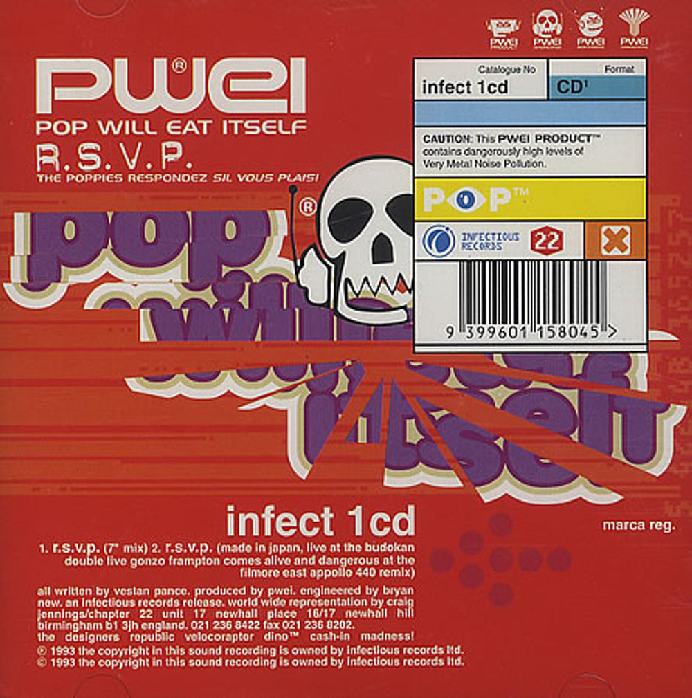 Pop Will Eat Itself R.S.V.P UK CD single (CD5 / 5") INFECT1CD