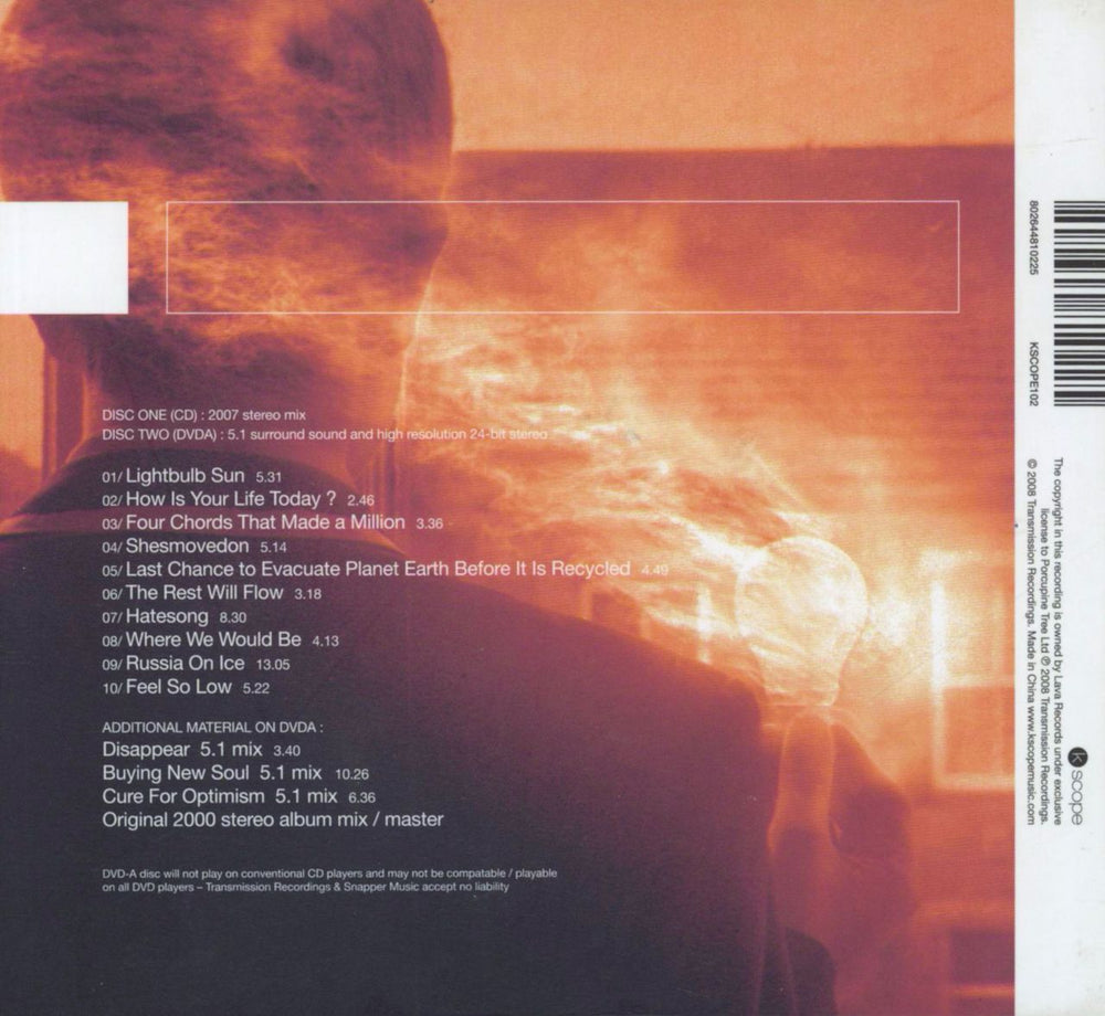 Porcupine Tree Lightbulb Sun: Special Edition UK 2-disc CD/DVD set 802644810225