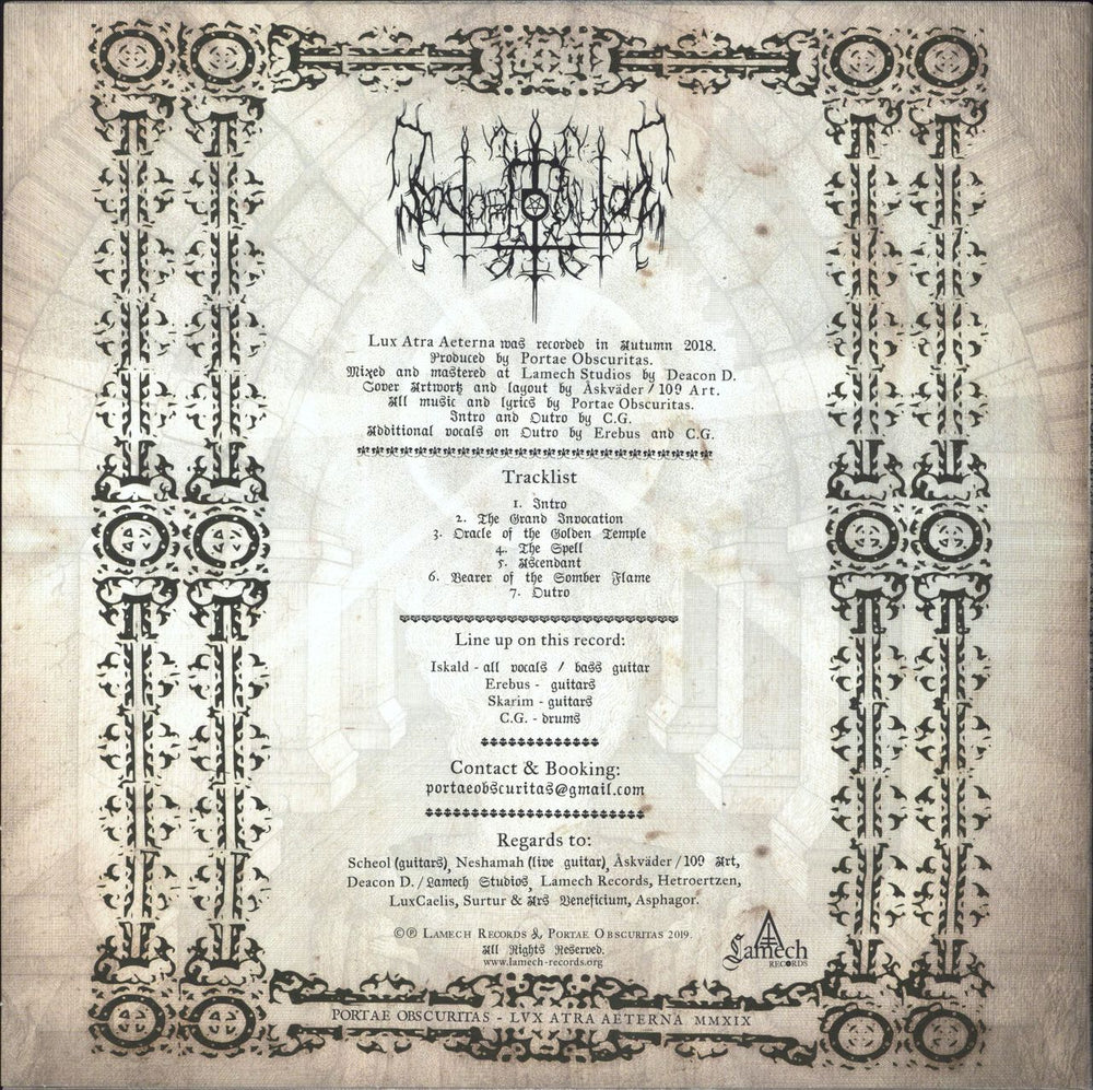Portae Obscuritas Lvx Atra Aeterna - 180gm Austrian vinyl LP album (LP record) 803343226591