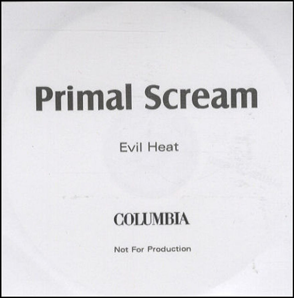 Primal Scream Evil Heat UK Promo CD-R acetate CD-R