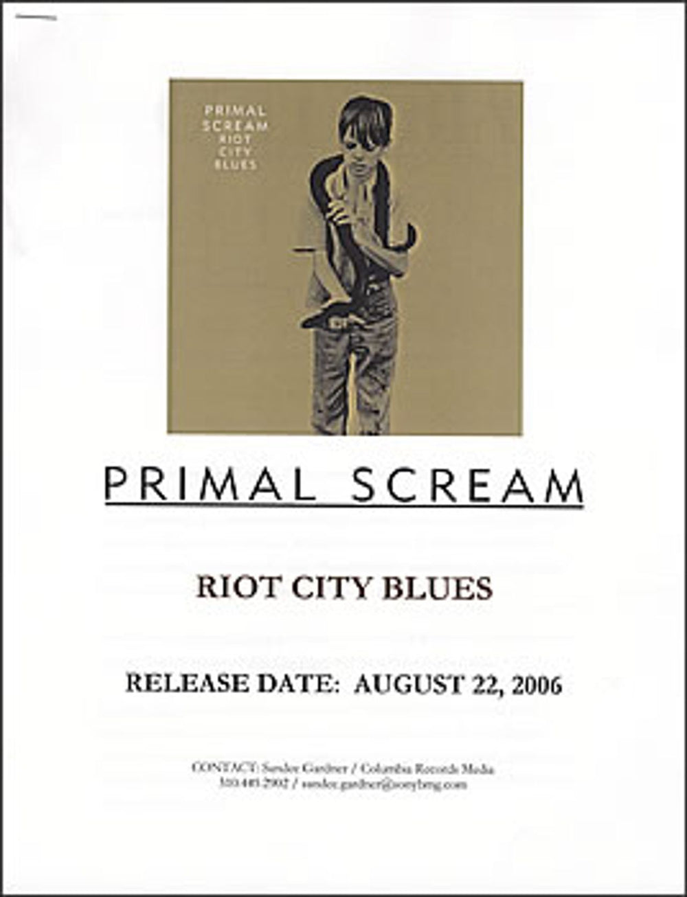 Primal Scream Riot City Blues US Promo media press pack PMLPPRI379042