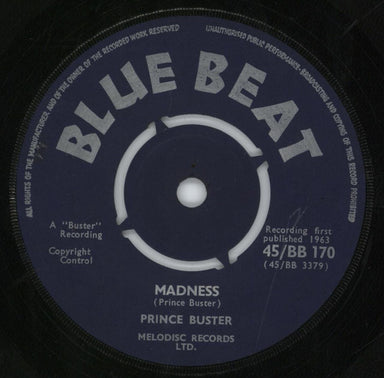 Prince Buster Madness UK 7" vinyl single (7 inch record / 45) 45/BB170