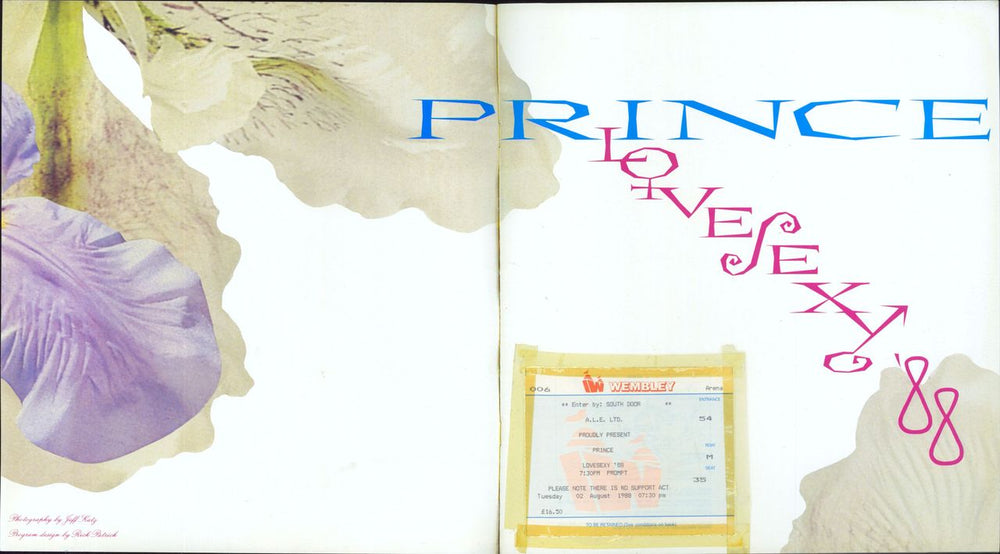 Prince Lovesexy Tour + ticket stub UK tour programme