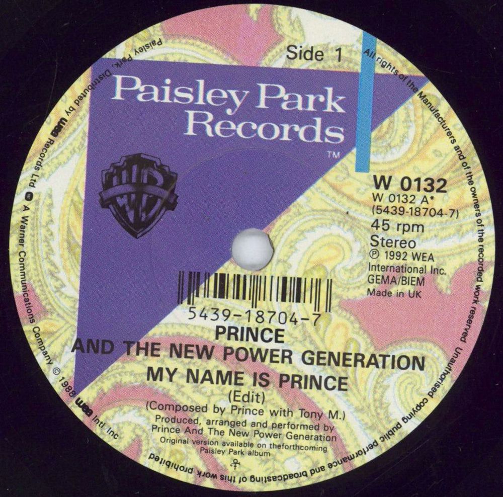 Prince My Name Is Prince UK 7" vinyl single (7 inch record / 45) PRI07MY774235