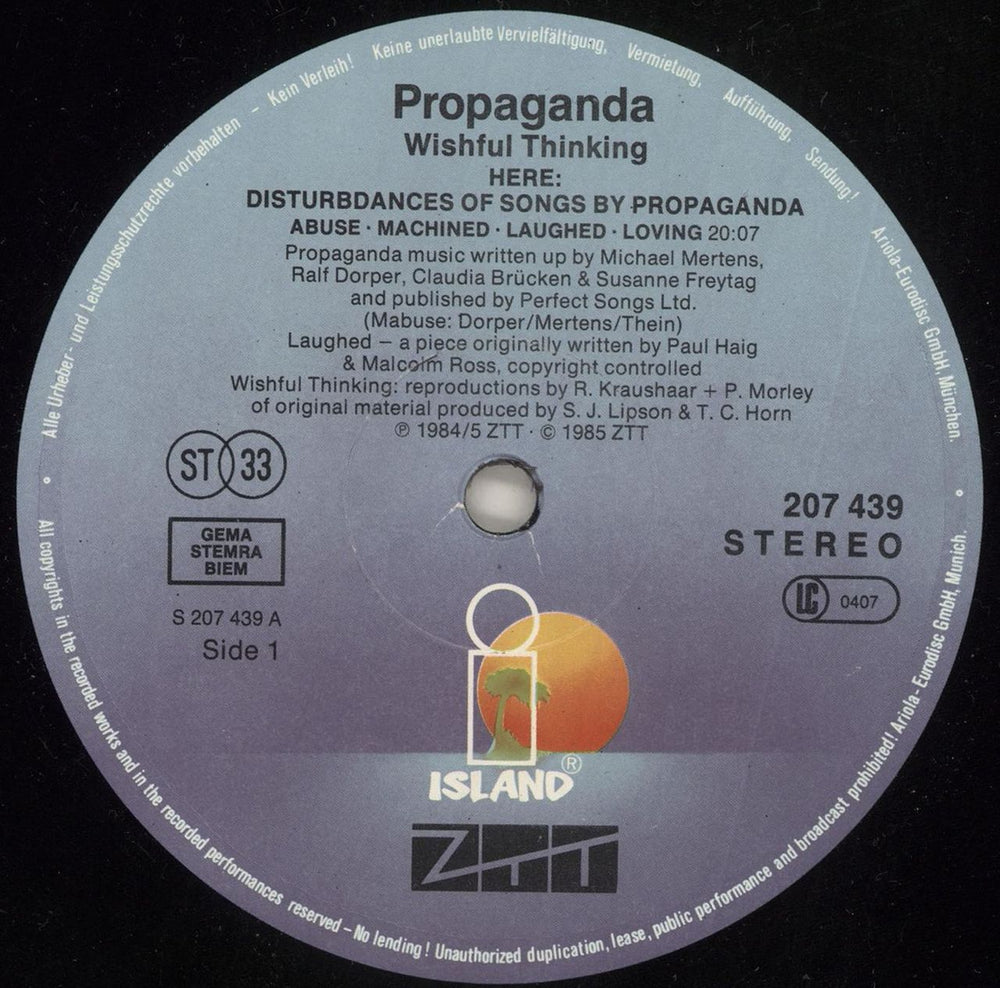 Propaganda Wishful Thinking German vinyl LP album (LP record) PROLPWI02296