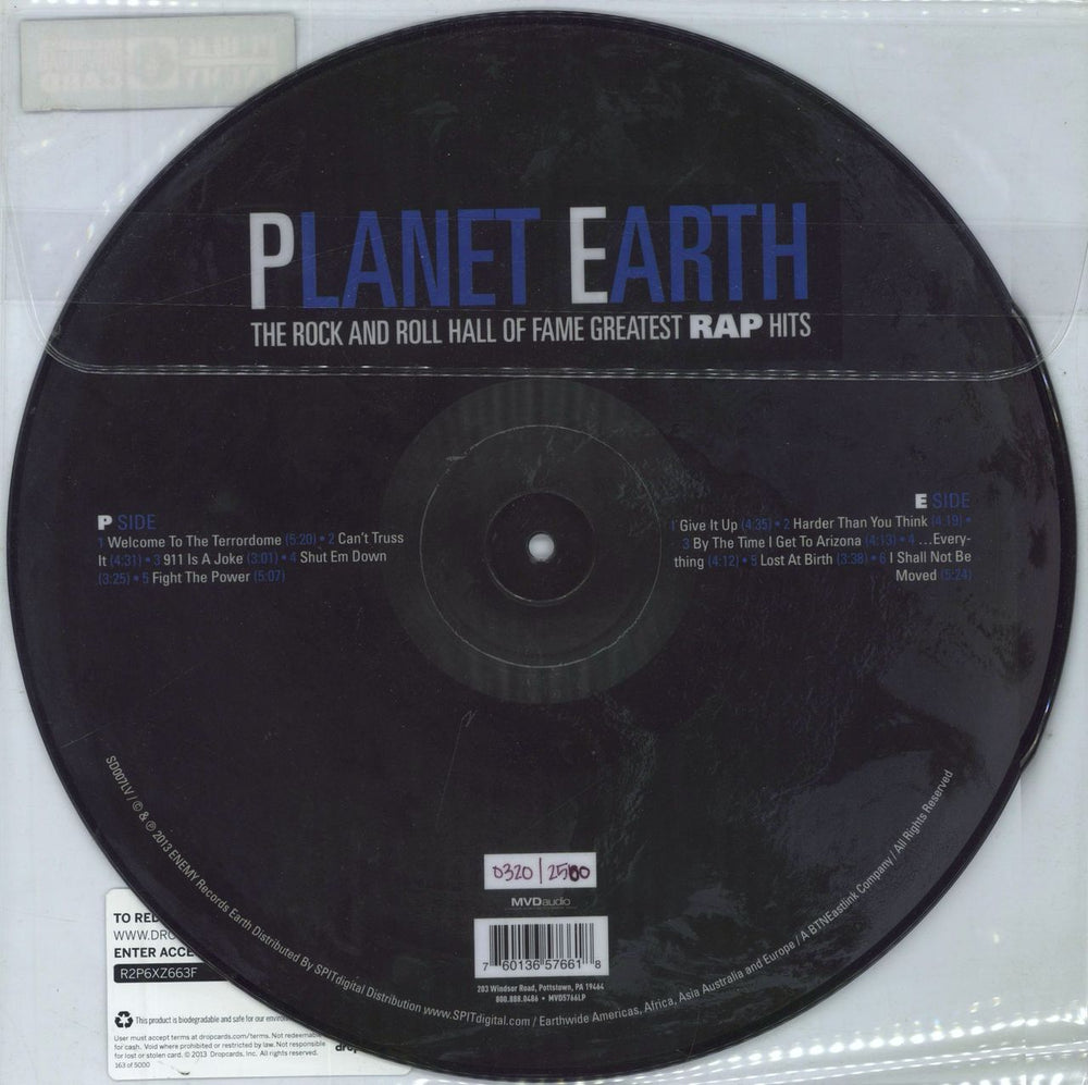 Public Enemy Planet Earth: The Rock And Roll Hall Of Fame Greatest Rap Hits US picture disc LP (vinyl picture disc album) 760136576618