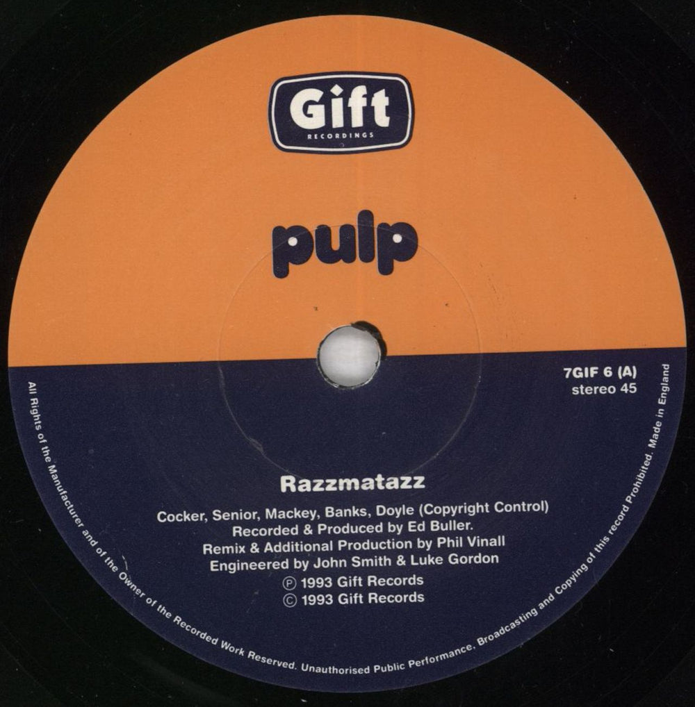 Pulp Razzmatazz UK 7" vinyl single (7 inch record / 45) PUL07RA109071