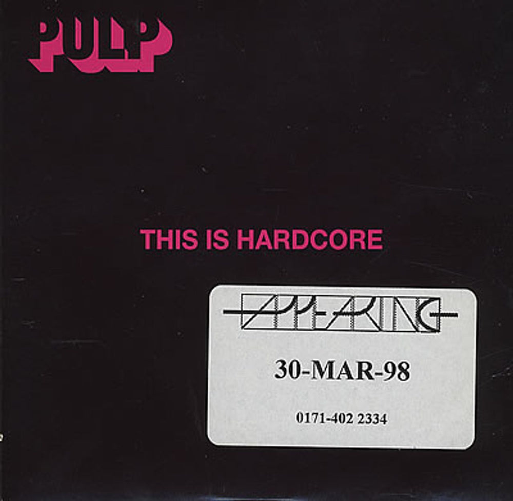 Pulp This Is Hardcore UK Promo CD album (CDLP) HARDCORE1