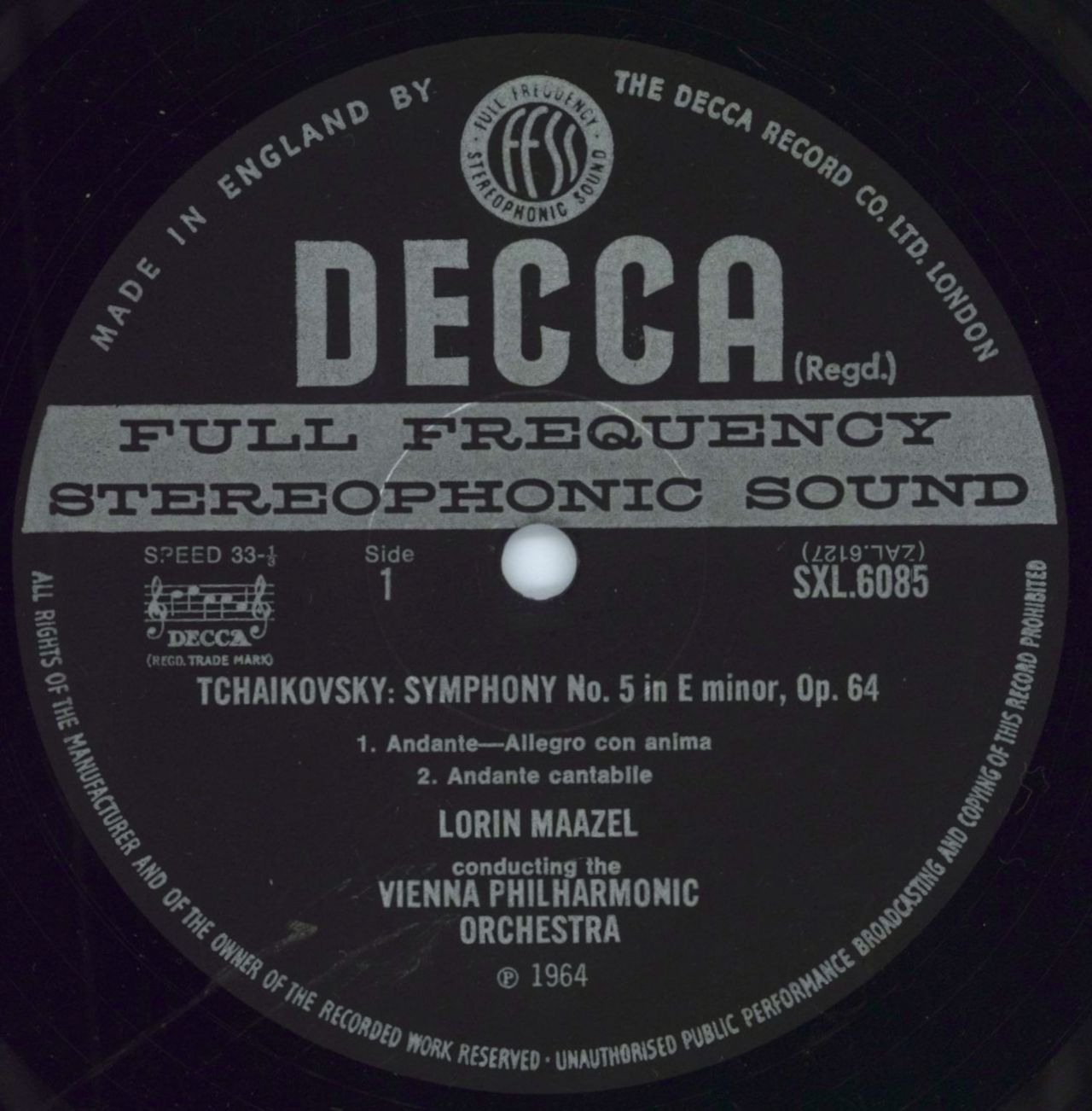 Pyotr Ilyich Tchaikovsky Symphony No. 5 in E Minor, Op.64 UK vinyl LP album (LP record) T3NLPSY785934