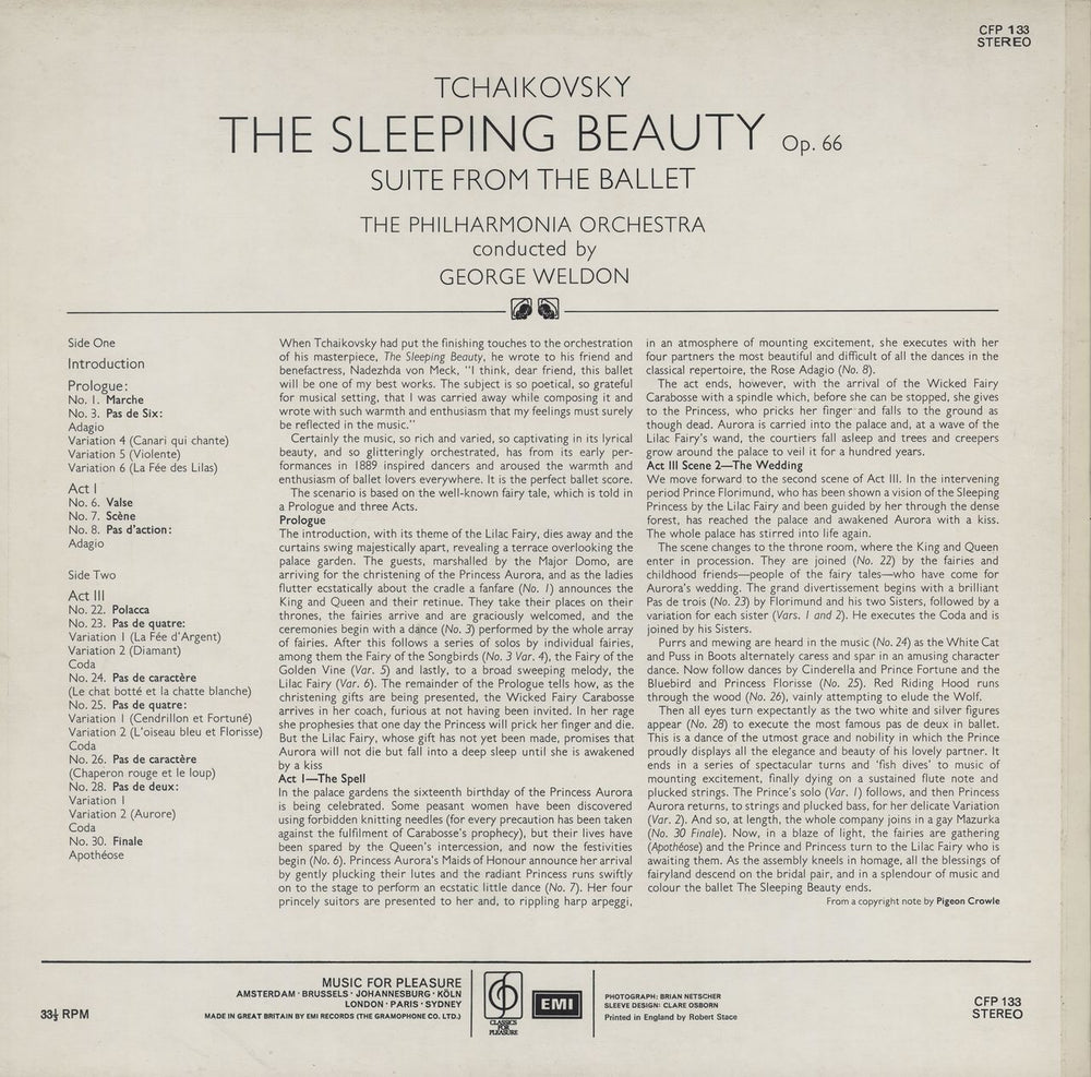 Pyotr Ilyich Tchaikovsky The Sleeping Beauty Ballet Suite UK vinyl LP album (LP record)
