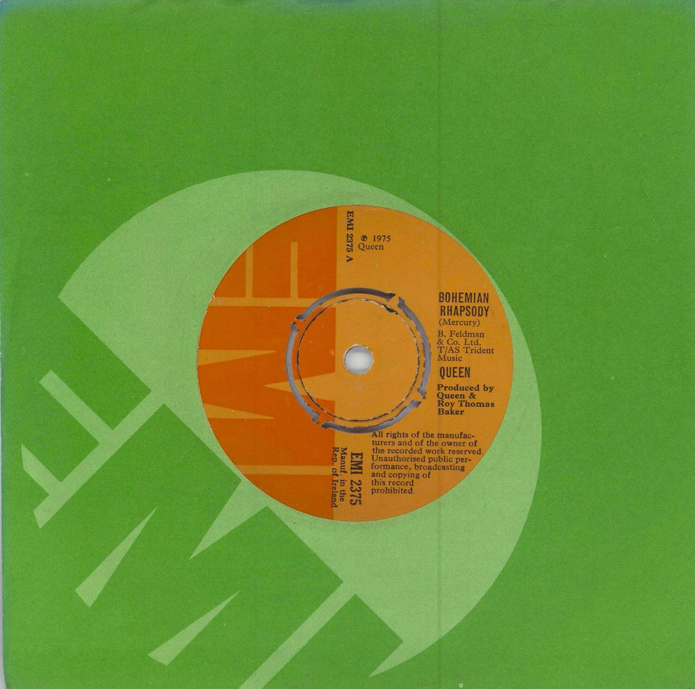 Queen Bohemian Rhapsody (B) - EX Irish 7" vinyl single (7 inch record / 45) EMI2375