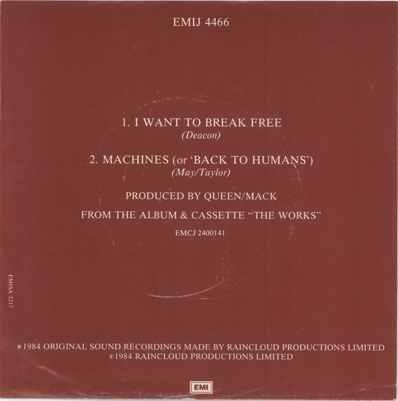 Queen I Want To Break Free - Freddie Mercury South African 7" vinyl single (7 inch record / 45)