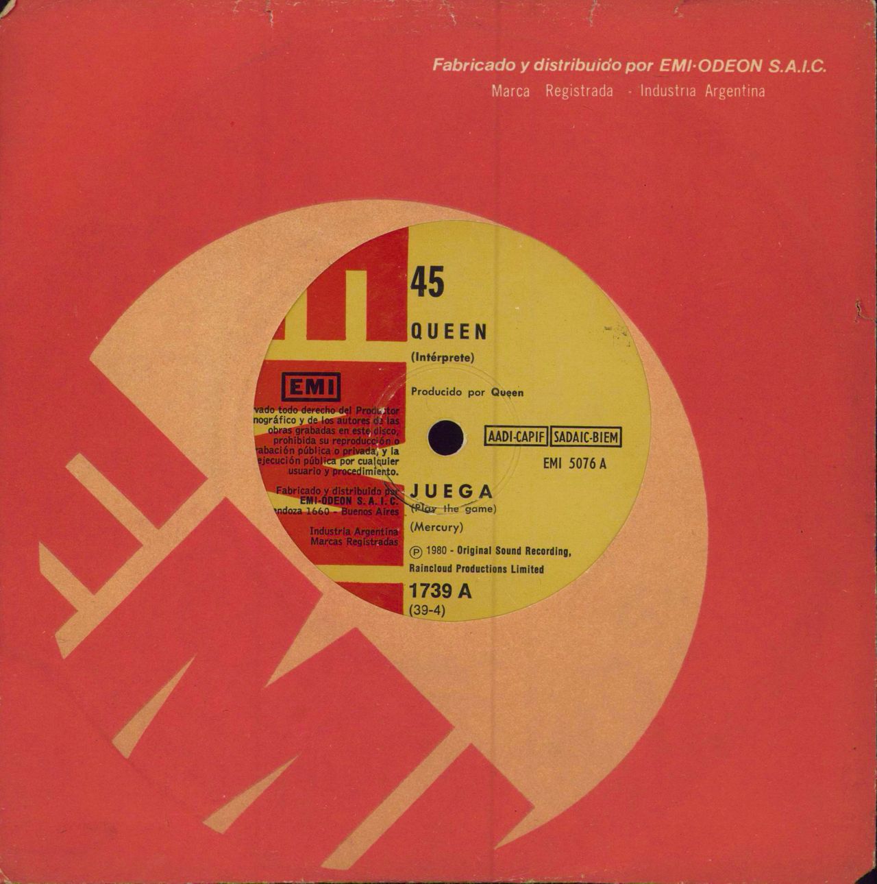 Queen Juega Argentinean 7" vinyl single (7 inch record / 45) 1739
