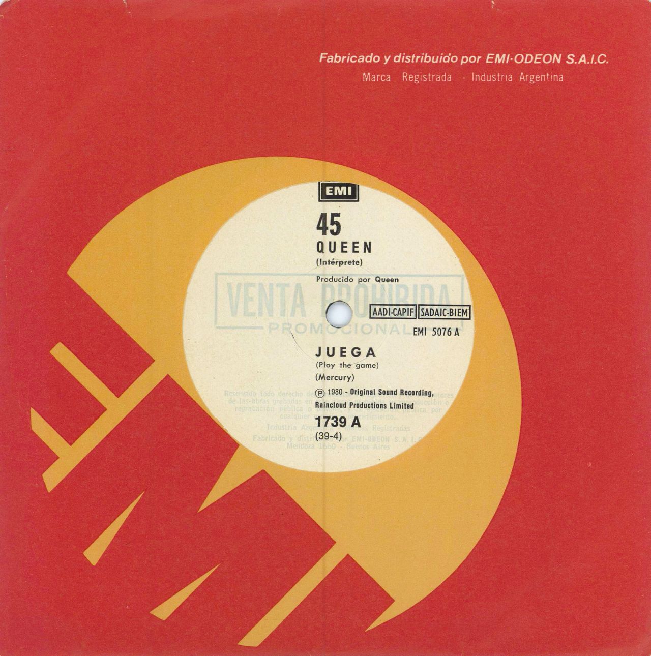Queen Juega Argentinean Promo 7" vinyl single (7 inch record / 45) 1739