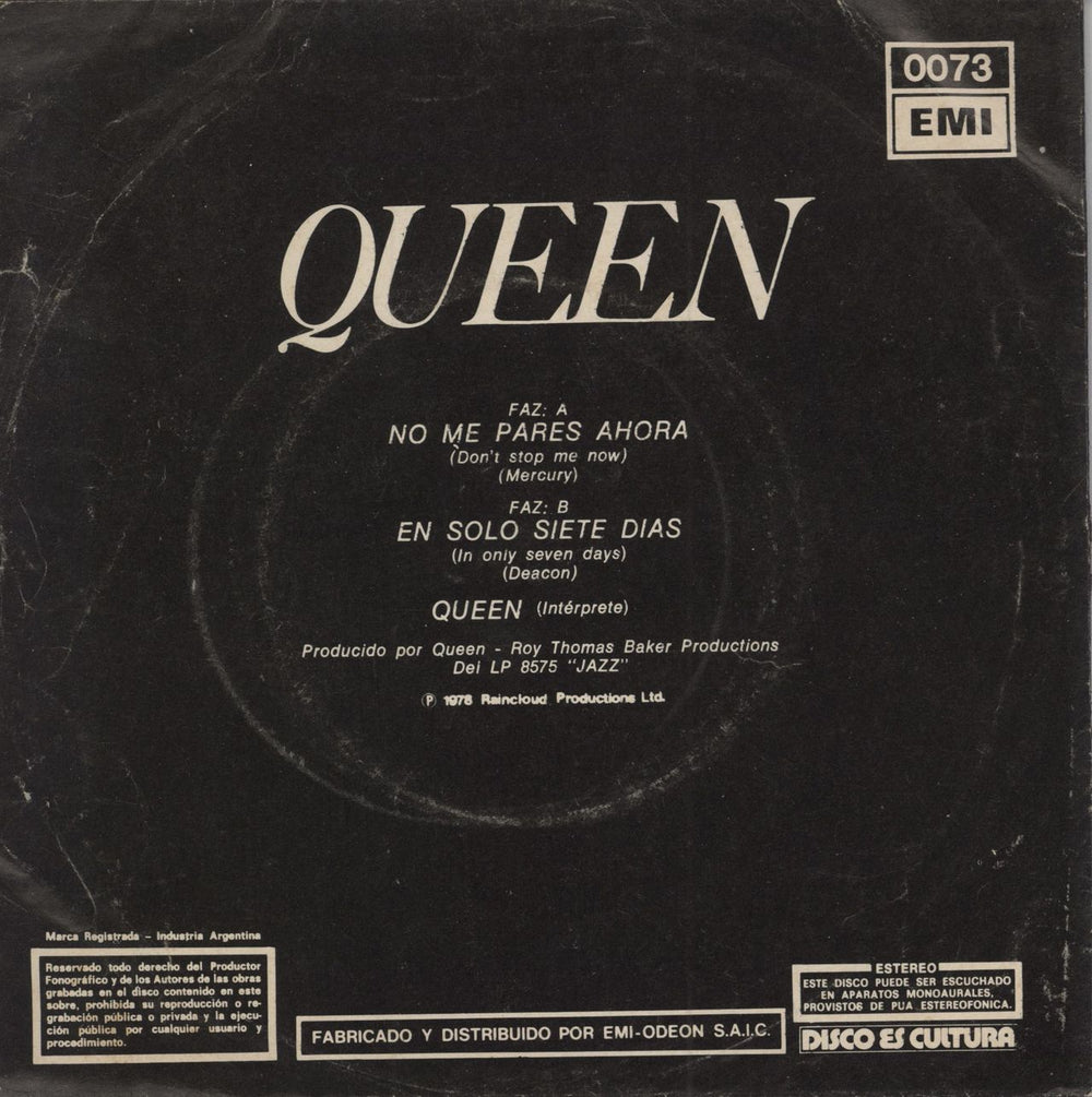 Queen No Me Pares Ahora + p/s Argentinean 7" vinyl single (7 inch record / 45) QUE07NO789972