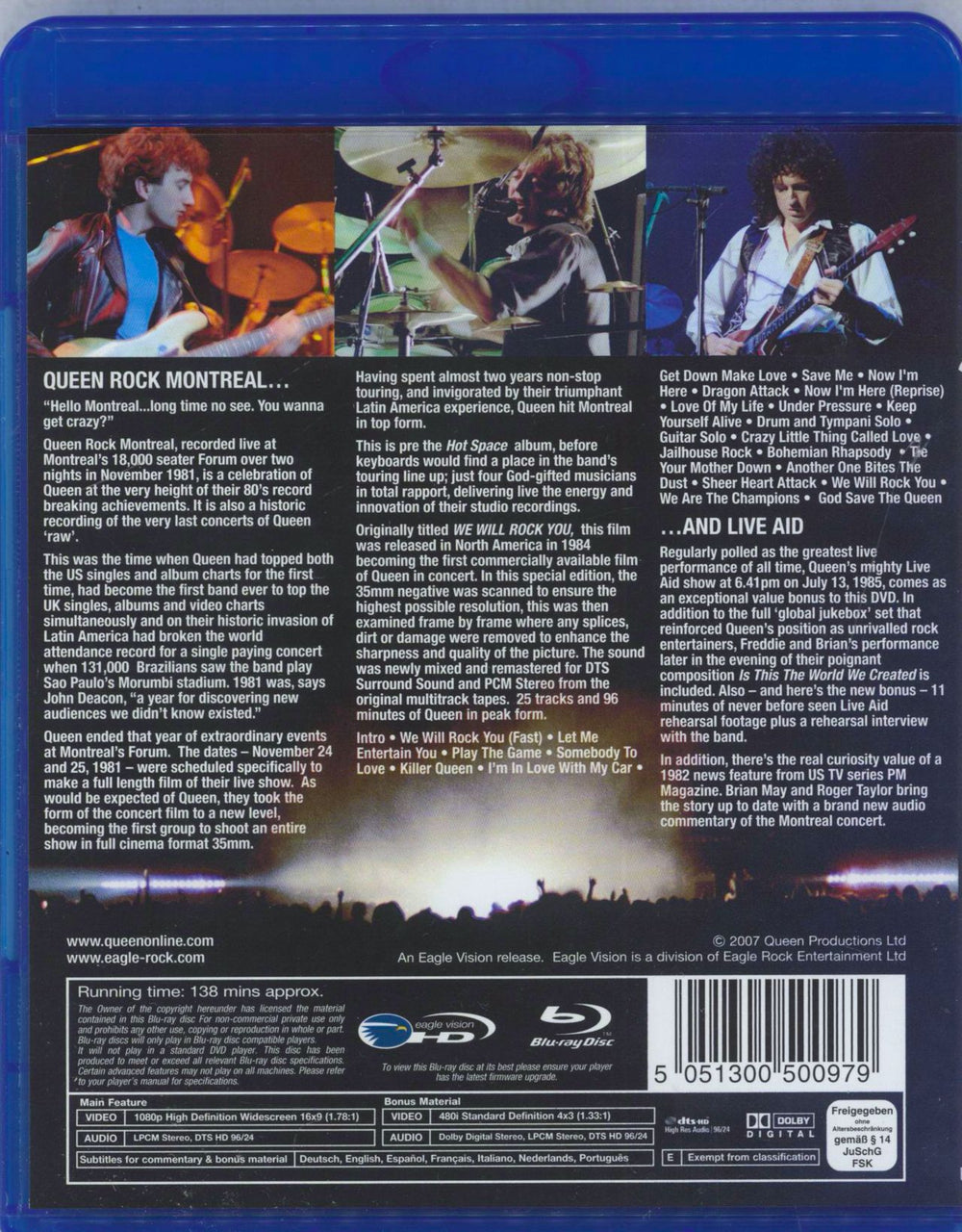 Queen Rock Montreal & Live Aid UK Blu Ray DVD 5051300500979